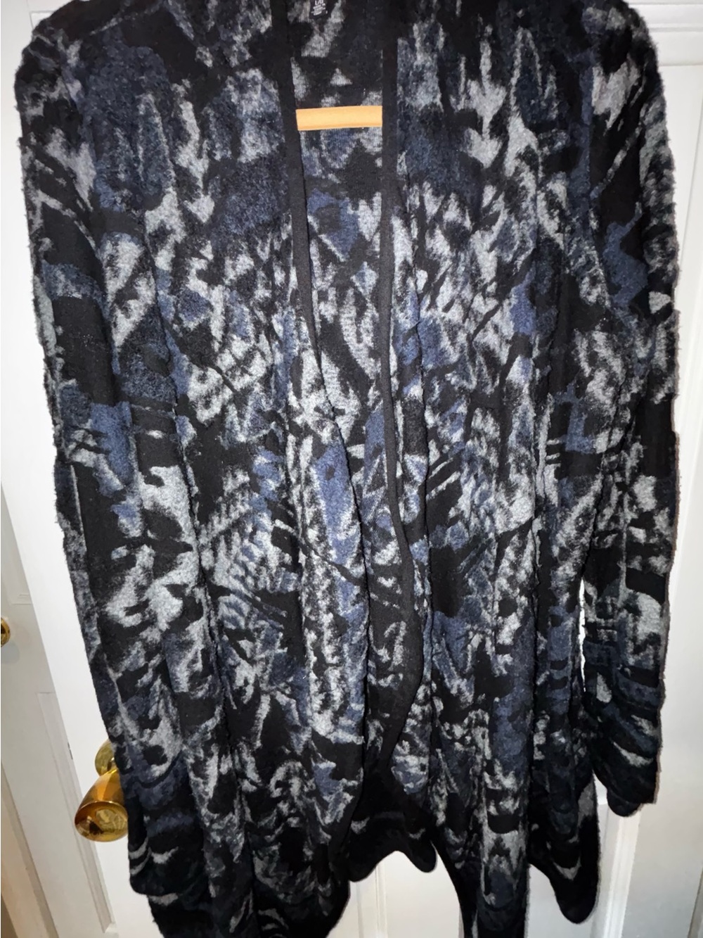 Lucky Brand Black, Gray & Blue Open-Front Women's Cardigan